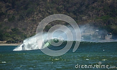 Barreling wave in Central America Stock Photo