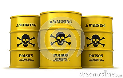 Barrels with poisonous substance Stock Photo