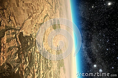 Barren dead planet in space Stock Photo