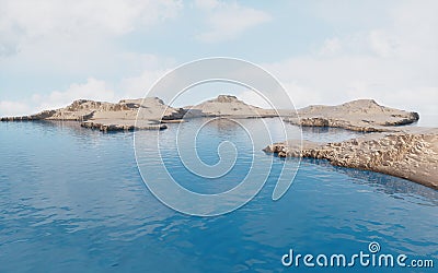 Barren land and lakes, 3d rendering Stock Photo