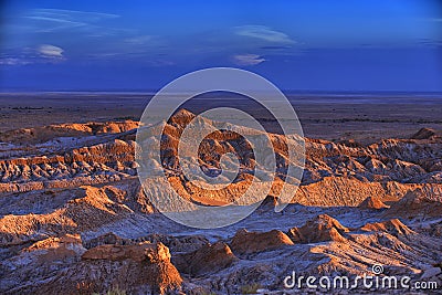 Barren landscape of the Moon valley in Atacama desert, Chile. Stock Photo