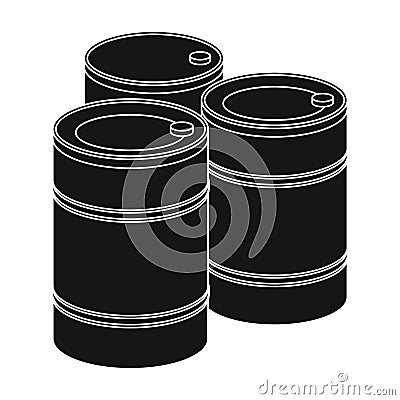 Barricade of empty barrels.Paintball single icon in black style vector symbol stock illustration web. Vector Illustration