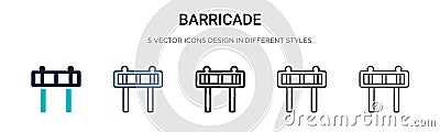 Barricade icon in filled, thin line, outline and stroke style. Vector illustration of two colored and black barricade vector icons Vector Illustration