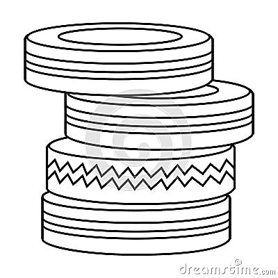 Barricade from tires icon in outline style isolated on white background. Vector Illustration