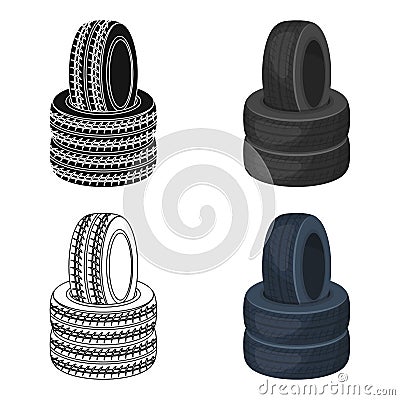 Barricade of tires.Paintball single icon in cartoon style vector symbol stock illustration web. Vector Illustration