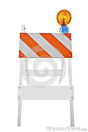 Barricade and Warning Light Closeup Stock Photo