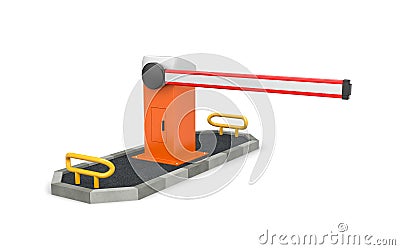 The Barrier - Automatic system for security. Safety island Cartoon Illustration