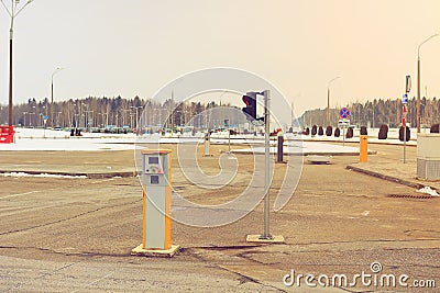 Barrier of a hotels parking lot Stock Photo