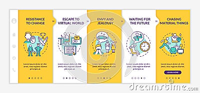 Barriers to happiness mindset onboarding vector template Vector Illustration