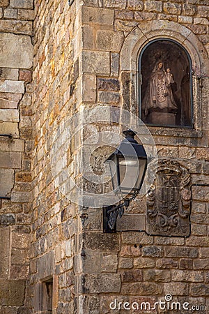 Building detail in the Gothic Quarter, Barcelona Stock Photo