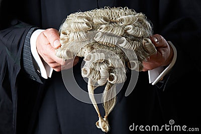 Barrister Holding Wig Stock Photo