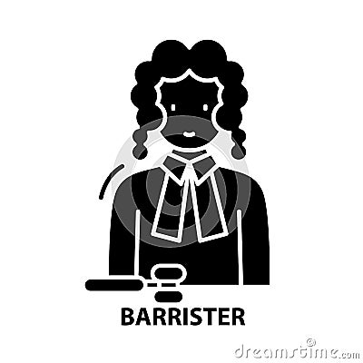 barrister icon, black vector sign with editable strokes, concept illustration Cartoon Illustration