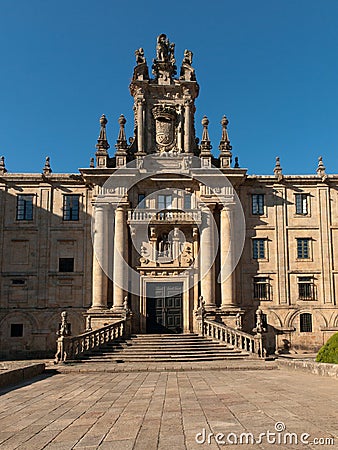 Barroque facade of San Martin Pinario monastery Stock Photo