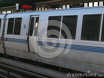 BART Train pulls into station Editorial Stock Photo