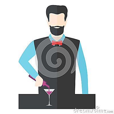 Bartender barman vector illustration. Vector Illustration