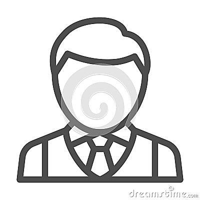 Bartender line icon, Bartenders Day concept, barman sign on white background, barkeeper in uniform icon in outline style Vector Illustration