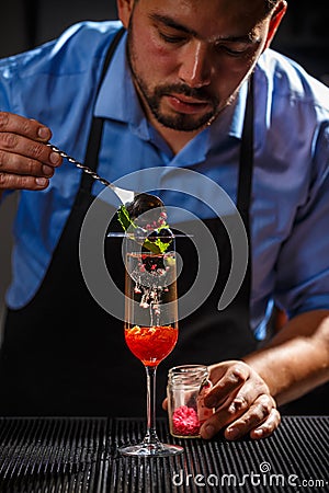 Bartender preparing cocktai Stock Photo