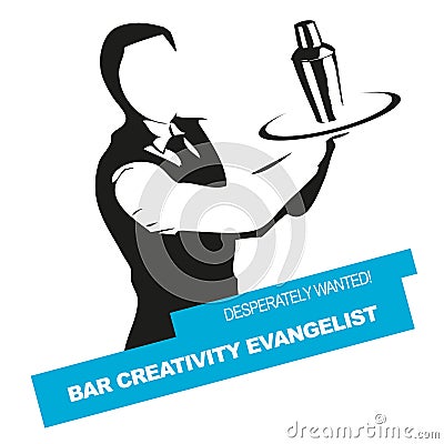 Bartender wanted vector signet Vector Illustration