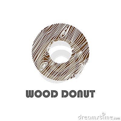 Donut logo with wood texture , logo design vector Vector Illustration