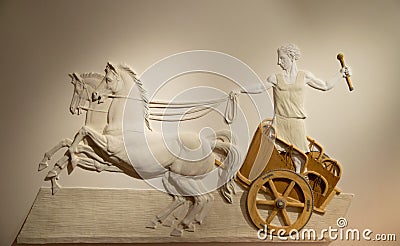 Bas-relief of a Roman Centurion in the baths of Diocletian in Rome Editorial Stock Photo