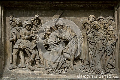 BAS-RELIEFS IN ARCHITECTURE. Bas-relief featuring with scenes from the Bible. Editorial Stock Photo