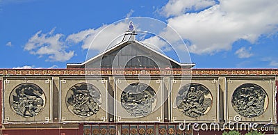 Bas-reliefs on the building of former lenin museum Editorial Stock Photo