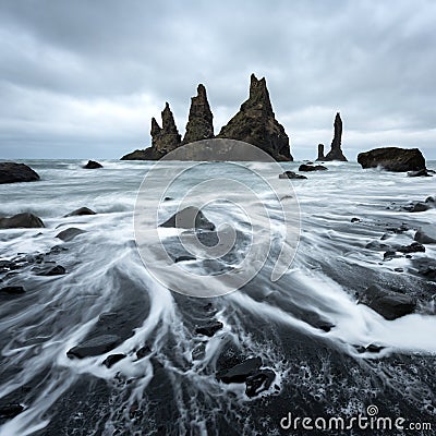 Basalt rock formations `Troll toes` Stock Photo