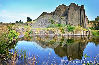 Basalt rocks named organ, Czech republic Stock Photo