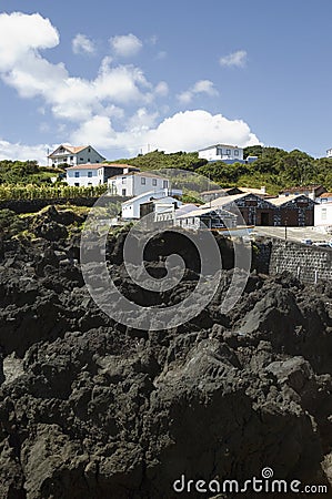 Basalt rocks, Pico island, Azores Stock Photo