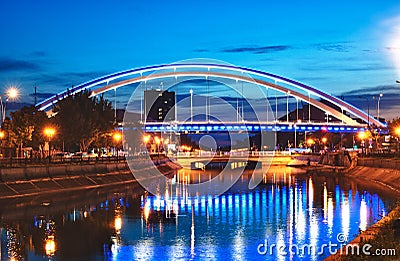 Basarab bridge in the night Stock Photo