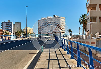 Bascule bridge of La Manga. Spain Stock Photo