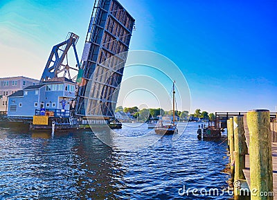 Bascule Bridge Mystic River Connecticut Editorial Stock Photo