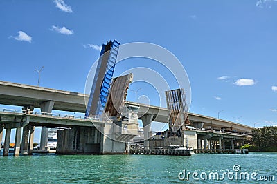 Bascule bridge in Port of Miami, Florida Stock Photo