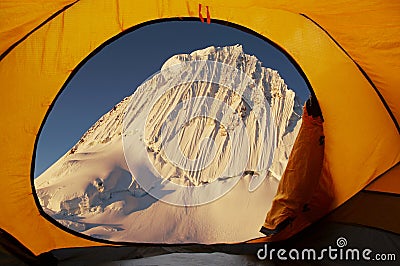 Base camp Alpamayo Stock Photo