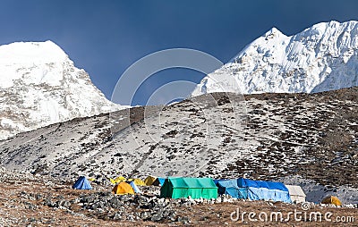 Base Camp of Island Peak (Imja Tse) near Mount Everest Stock Photo