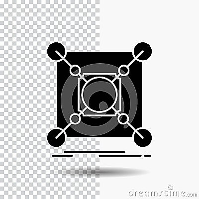 Base, center, connection, data, hub Glyph Icon on Transparent Background. Black Icon Vector Illustration