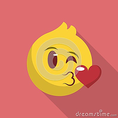 In love emoji red backgrond icon Vector Illustration