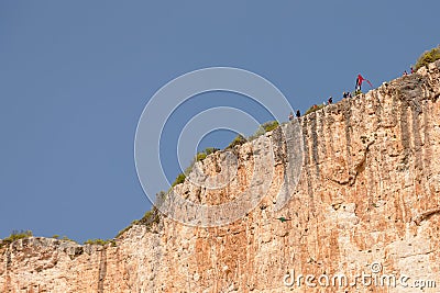 Base jump in shipwreck beach of Zakynthos island Editorial Stock Photo