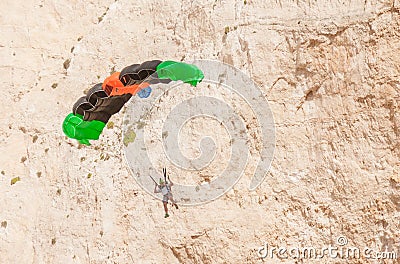 Base jump in shipwreck beach of Zakynthos island Editorial Stock Photo