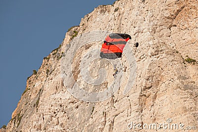 Base jump in shipwreck beach of Zakynthos island Editorial Stock Photo