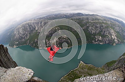 BASE jumping Norway Stock Photo