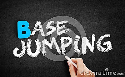 BASE jumping text on blackboard Stock Photo