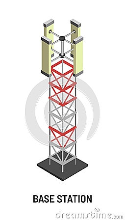 Base station antenna and signal transmission isolated object Vector Illustration