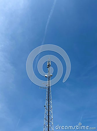 A base station in radio communications (mobile communications tower) Stock Photo