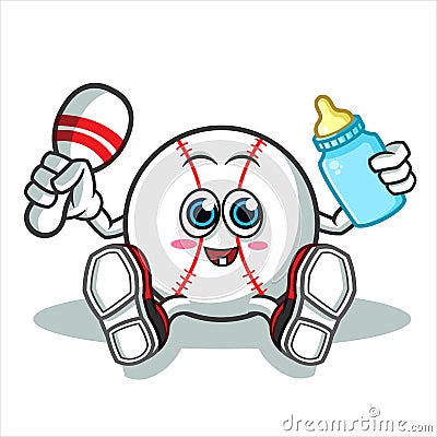 Baseball baby mascot vector cartoon illustration Vector Illustration