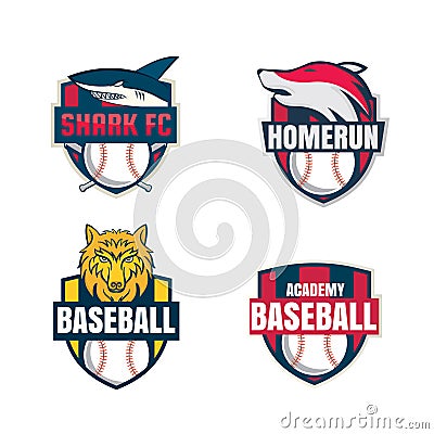 Baseball badge set Cartoon Illustration