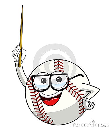 Baseball ball character mascot cartoon vector teacher professor isolated Vector Illustration