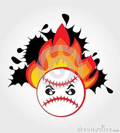 Baseball ball on fire Vector Illustration