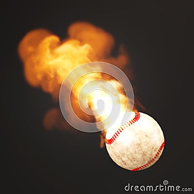 Baseball ball in the fire on black background Stock Photo