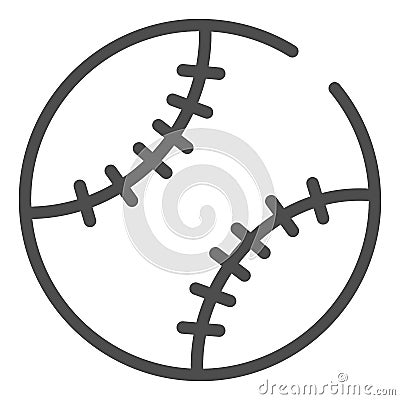 Baseball ball line icon. Leather ball vector illustration isolated on white. Sport inventory outline style design Vector Illustration